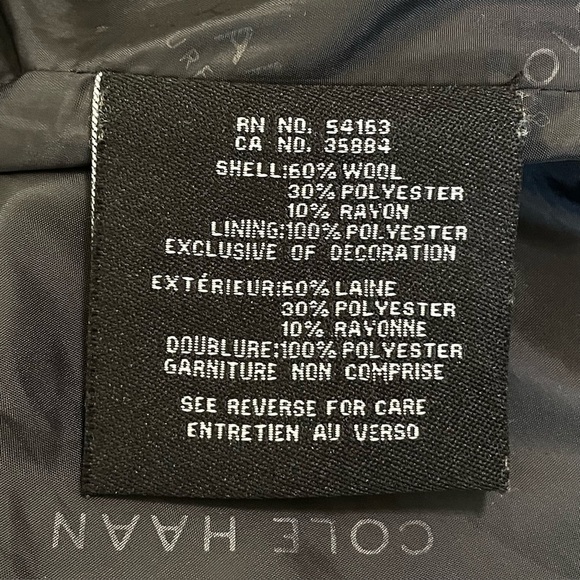 Cole Haan Wool Blend Hooded Coat Oversized Collar Removable Belt Black 6 - Picture 13 of 15